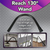 Images of the 130 degree Reach wand being used with different tools to clean different surfaces up high.