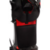 Soft cushions on the backpack vacuum harness.