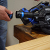 Attaching Quick Click hose to an adapter that's on a circular saw. Attaching Quick Click hose to an adapter that's on a circular saw.