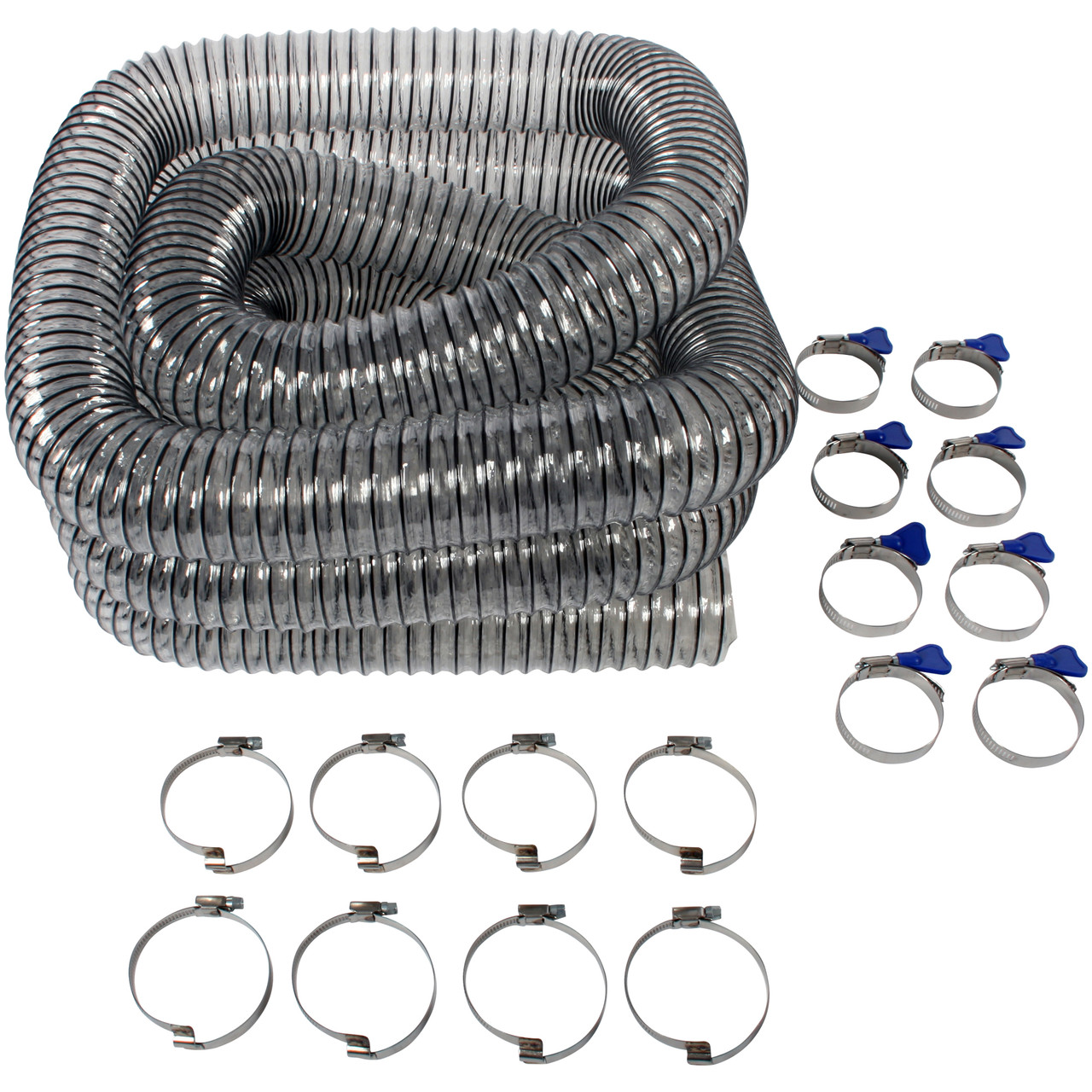 2.5 Inch (63.5mm) x 20 Ft. (6.1m) Polyurethane Ducting Hose with Bridge  and Key Clamps Cen-Tec Systems
