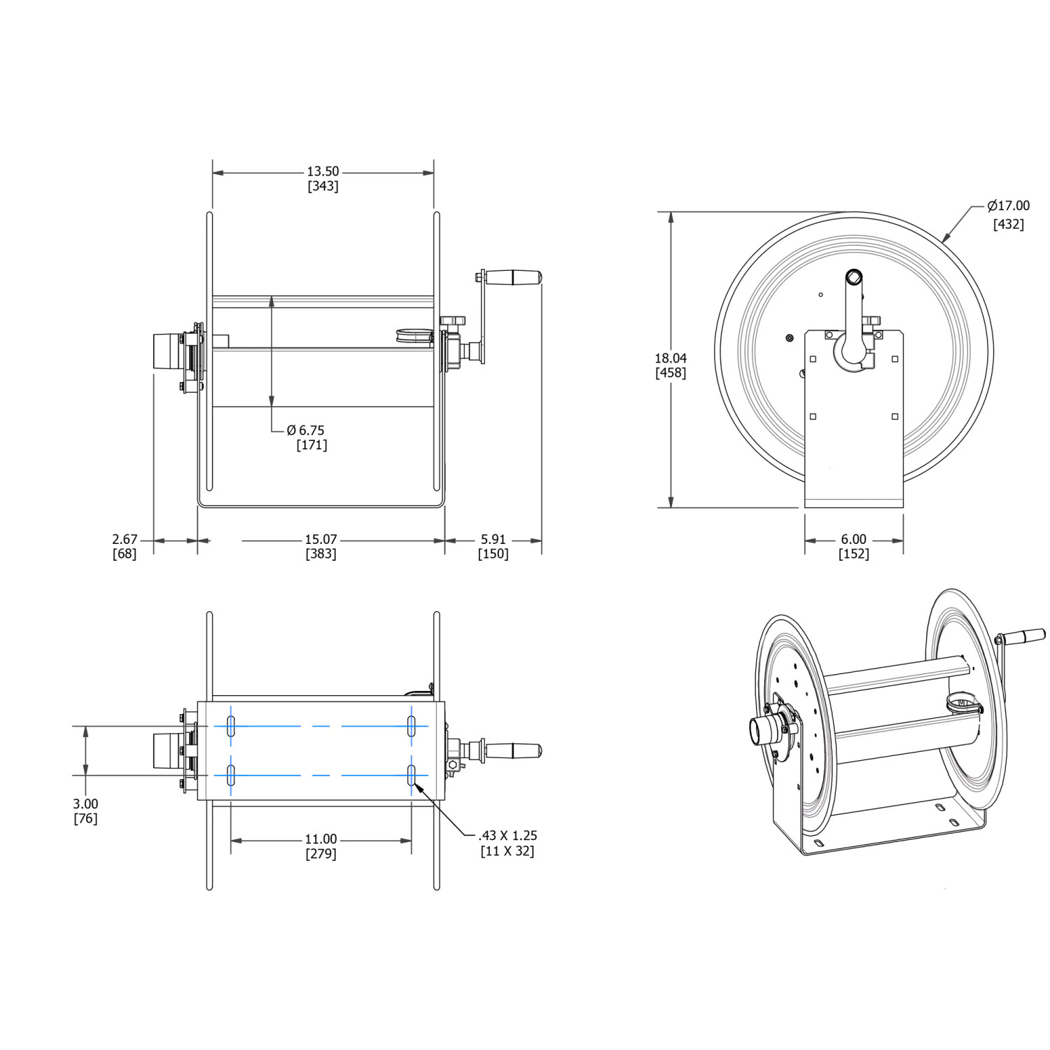 92146 | Hose Reel with 1.5 Inch X 50 Foot Hose and 6 Foot