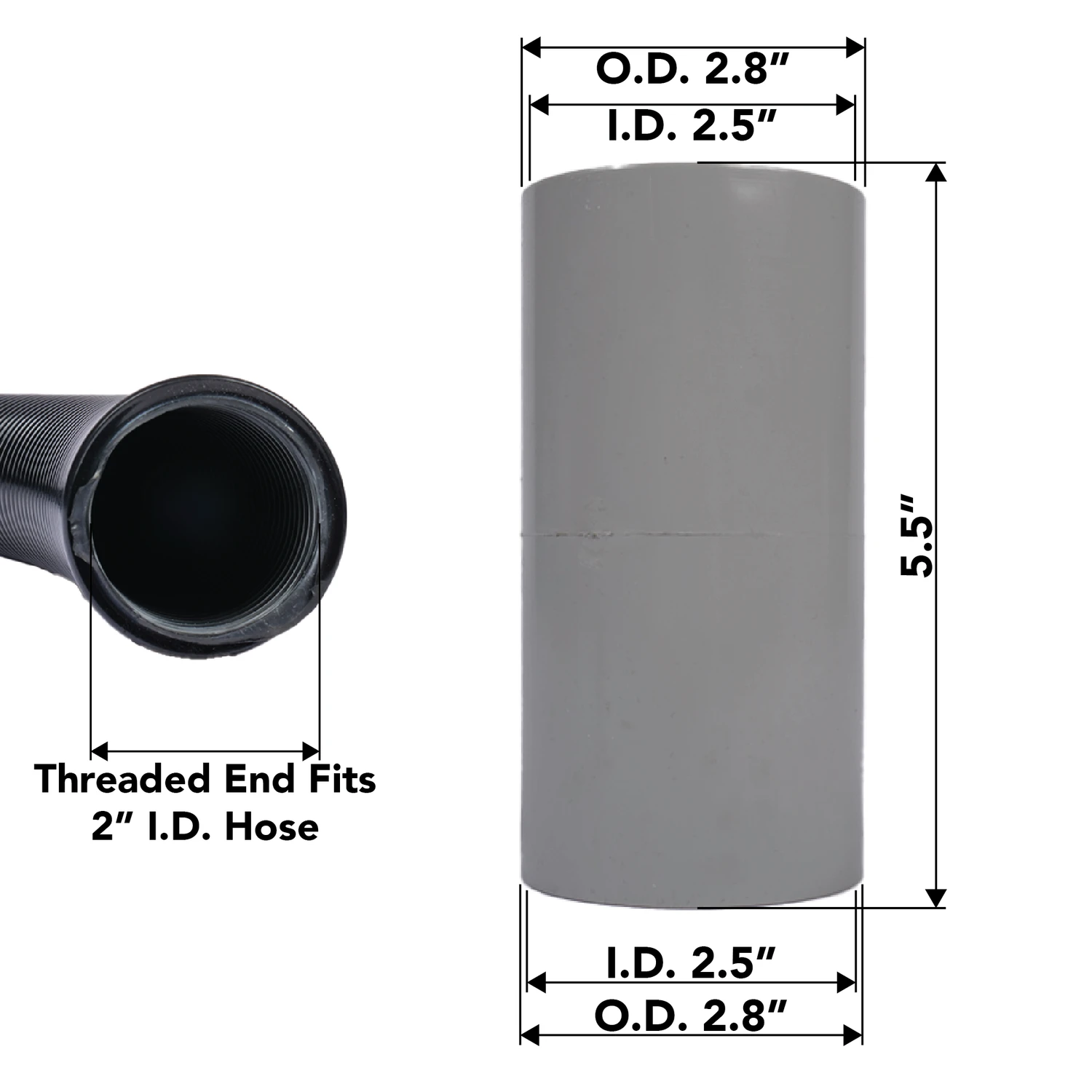 61314 | 2 Inch to 2 Inch Threaded Hose Connector - Cen-Tec Systems
