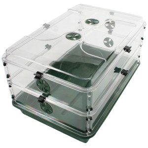 95446 | Early Grow Oversized 24 Inch x 15 Inch x 12.75 Inch Domed Propagator with 2 Height Extenders & Locking Clip Set