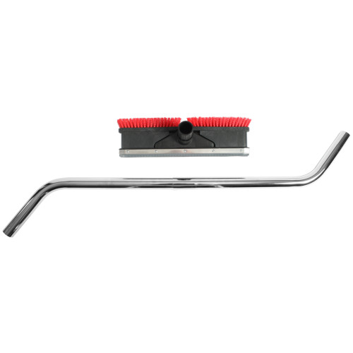 Squeegee & Scrubbing Brush Combination Tool with 2 Piece Chrome S-Wand