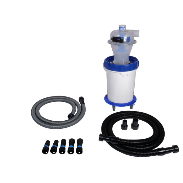 Quick Click separator bucket with dolly, hoses and adapter set. Quick Click separator bucket with dolly, hoses and adapter set.