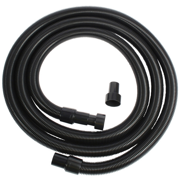 Black vacuum hose, cuffs and tool adapters.