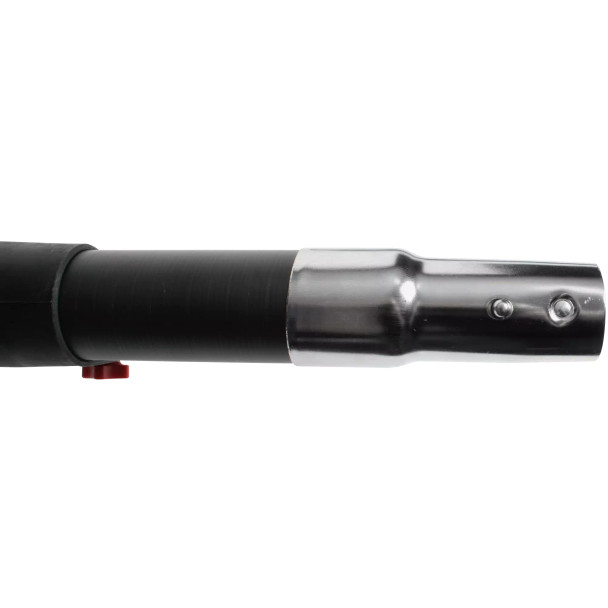 Close up of chrome end of top pole.