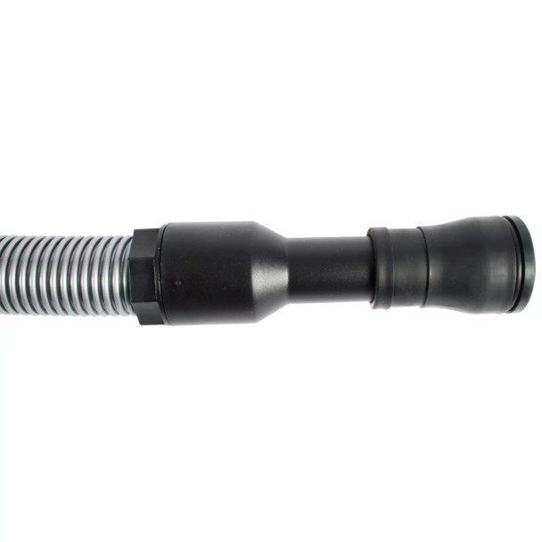 Swivel hose end with power tool connecter installed.