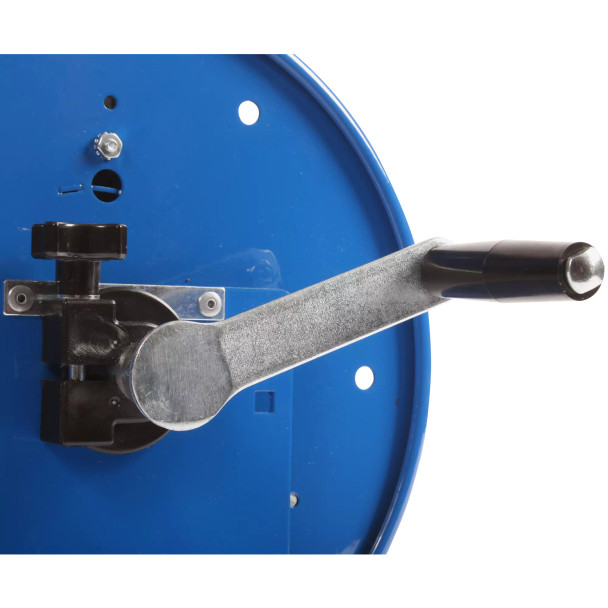 Close up of hose reel crank