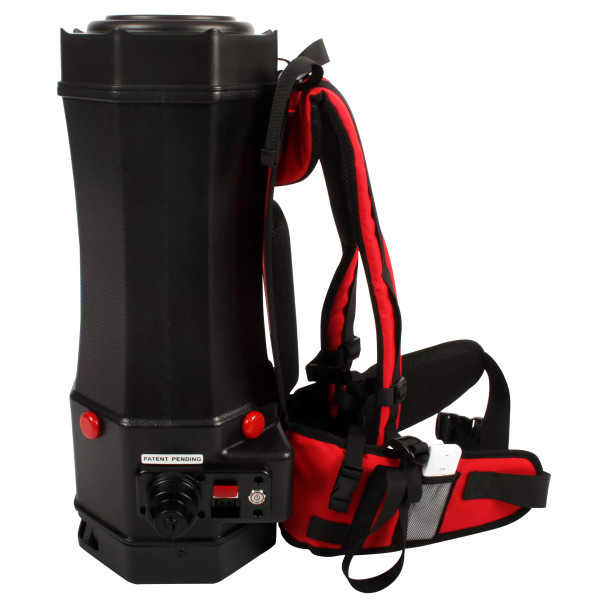 Right side view of 6 quart Perfect Power backpack vacuum.