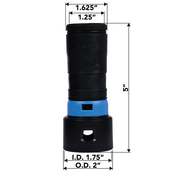 1.25 inch Quick Click adapter with dimensions.