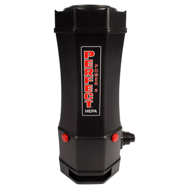 Front view of 6 quart Perfect Power backpack vacuum.