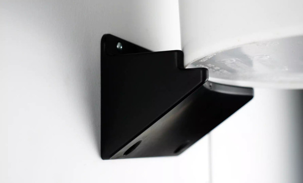 Bottom black plastic wall mount holding up a bucket.