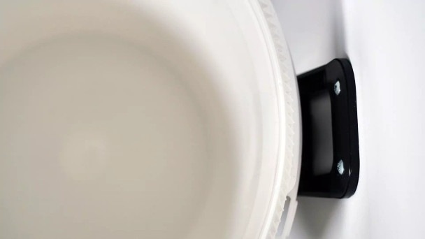 Top view of bucket mounted onto wall.