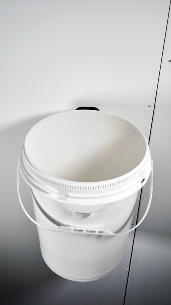 Bucket mounted onto wall.