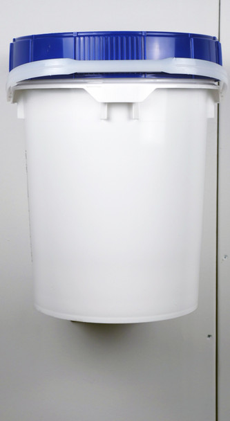Front view of bucket mounted onto wall.