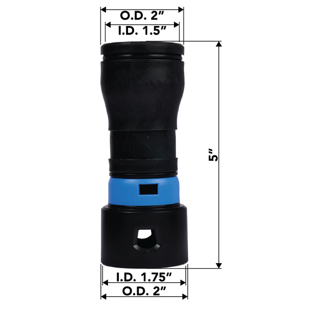 1.5 inch Quick Click adapter with dimensions.