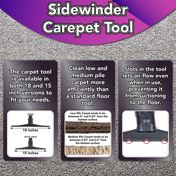 90197 | 1.5 Inch Sidewinder Commercial Vacuum Telescopic Wand, 15 Inch Carpet Tool, 15 Inch Natural Fill Floor Brush 90197 | 1.5 Inch Sidewinder Commercial Vacuum Telescopic Wand, 15 Inch Carpet Tool, 15 Inch Natural Fill Floor Brush