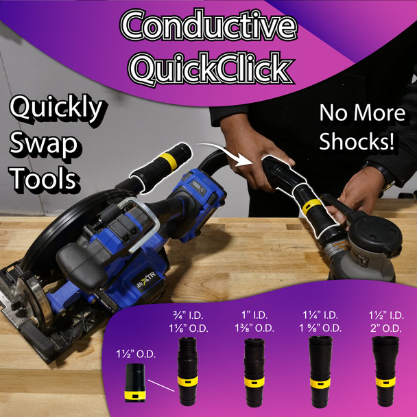 Quick Click Dissipative 1.5 Inch Hose and 5 Piece Adapter Set