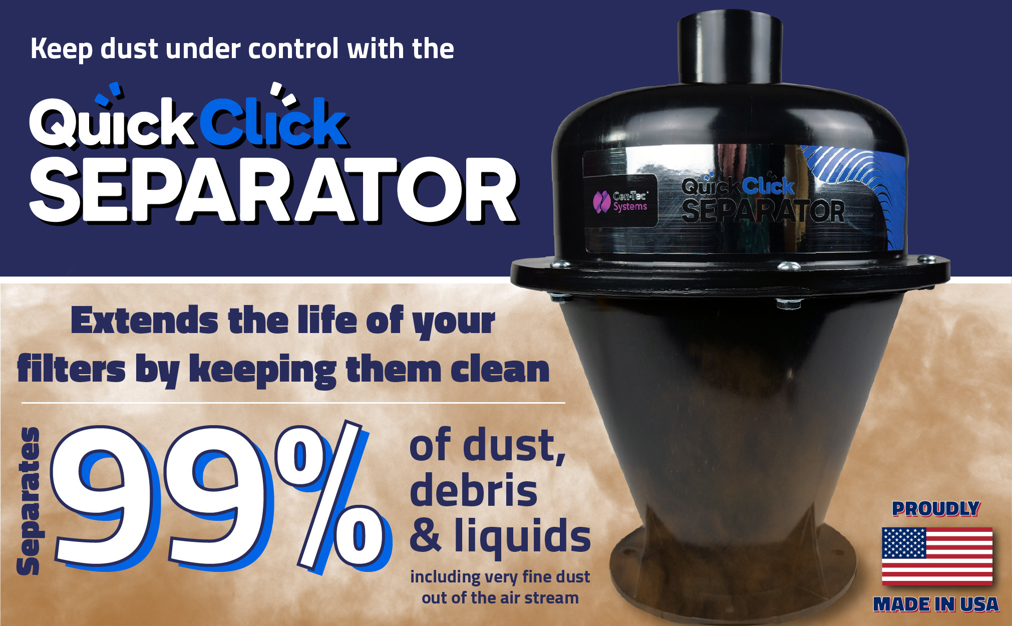 99208 | Static Dissipative Quick Click Dust Collection Separator
