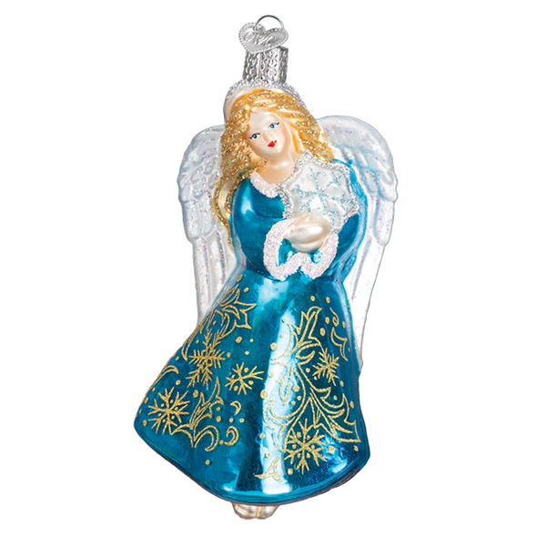 Old World Glistening Snowflake Angel Ornament  