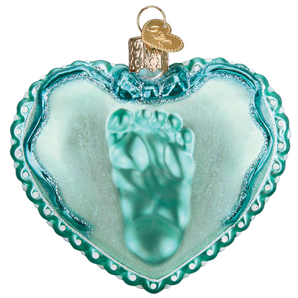 Old World Baby Boy's Footprint Ornament