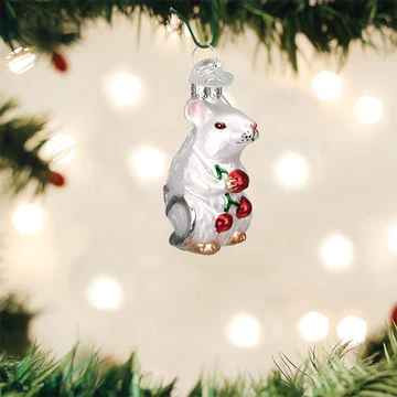 Old World White Mouse Ornament  
