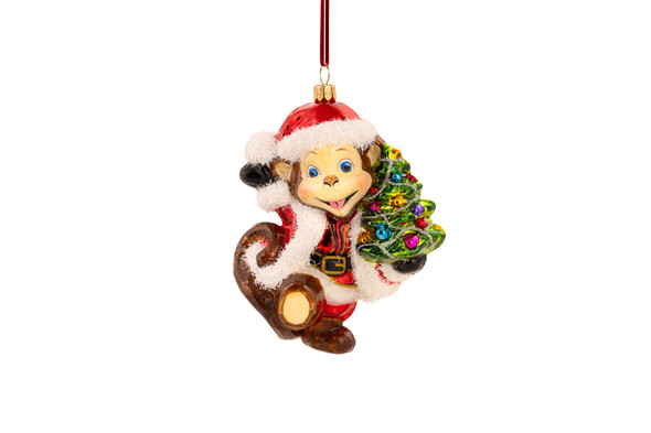 Huras Family Jolly Little Monkey European Blown Ornament