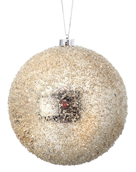 Champagne Iced Metallic Ball Ornament