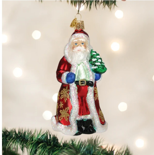 Glistening Golden Santa Ornament