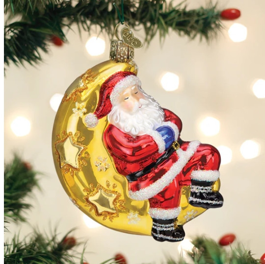 Moonlight Santa Ornament