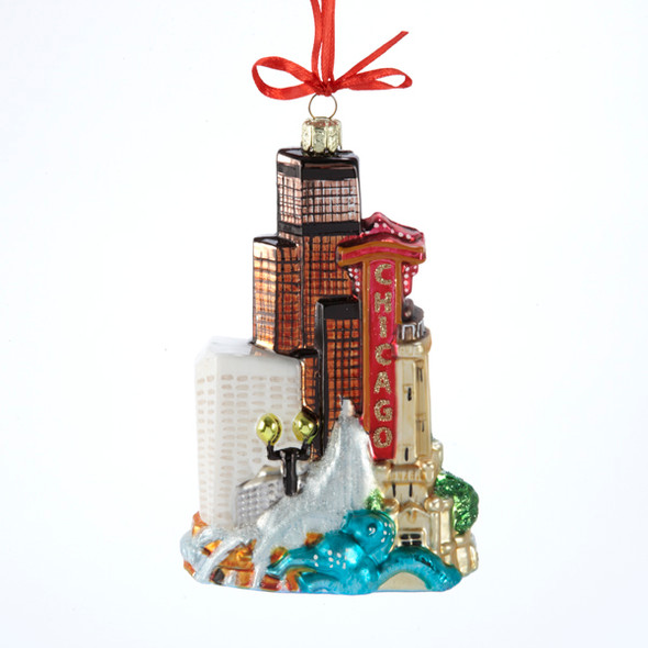 Chicago Glass Cityscape Ornament 5.5"