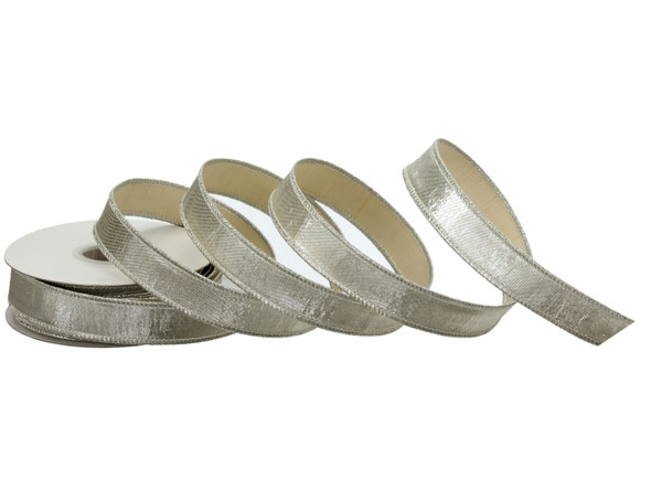 Platinum Metallic Dupion Ribbon 1"X10Y