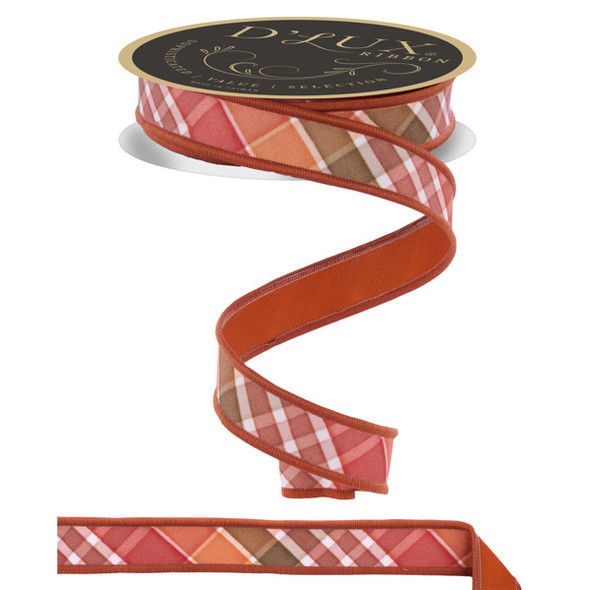 Bold Plaid and Fused Ivory and Multi Color Ribbon 7/8"x 10yds