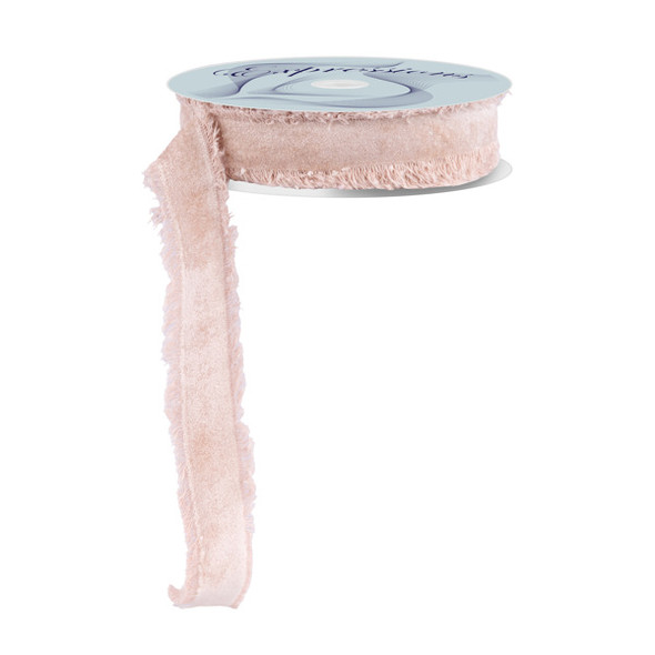 Natural Frayed Edge Velvet Ribbon, No Wire 1"x 10yds