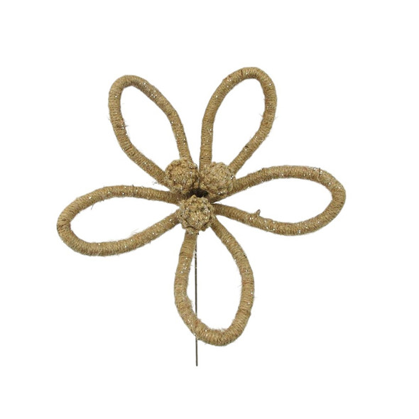 Jute Flower Spray Frost Natural 12"