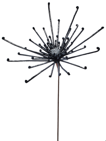 Black And Silver Glitter Spider Flower 32"