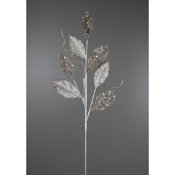 Metallic Magnolia Leaf Spray Champagne 28"