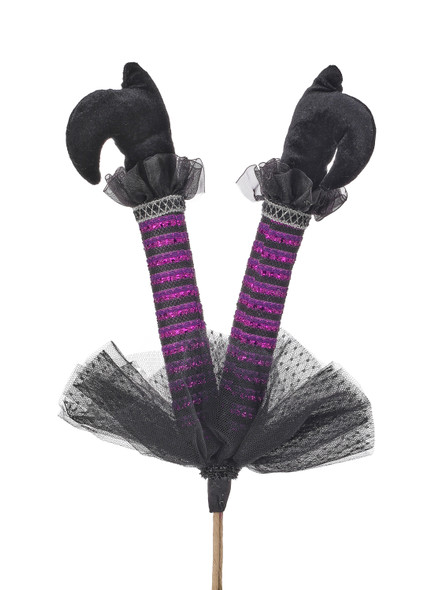 Purple and Black Witch Legs Pick 18"
