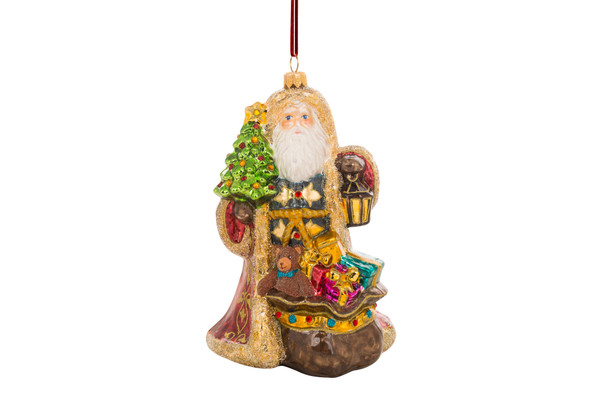 Huras Family 24K Gold Splendid Santa European Blown Ornament