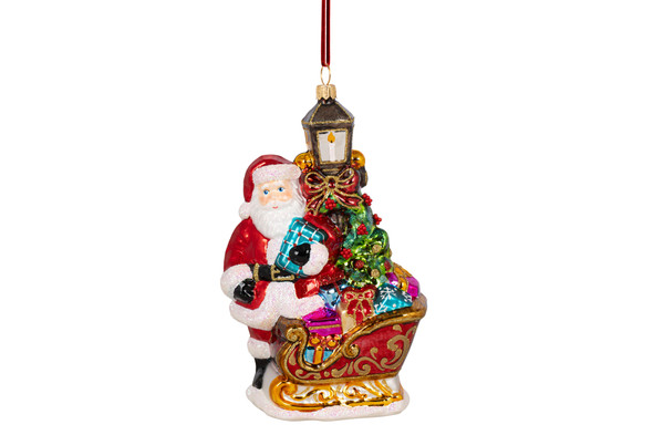 Huras Family Santa with Sleigh and Lantern Ornament