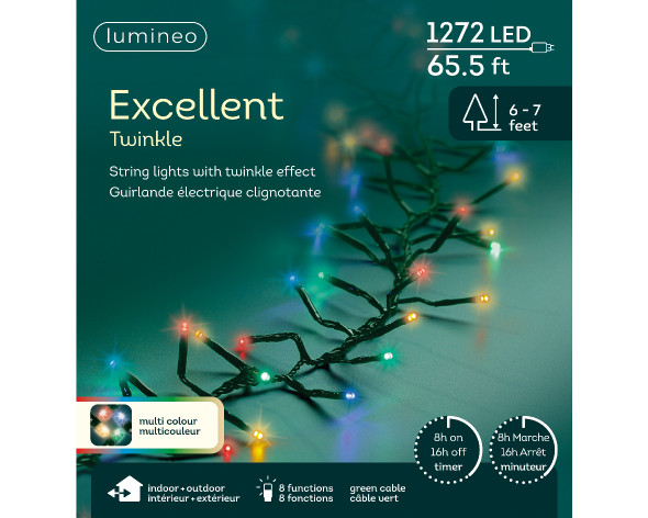 LED Multi  1272L  65ft. Light Set With Green Wire