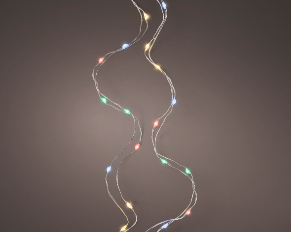 Micro LED Multi 60 Stringlight Set 9.67 ft. Battery Operated with Silver Wire