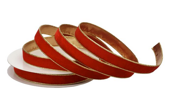 Red Velvet w/ Metallic edge 1"X20yd. Wired Ribbon