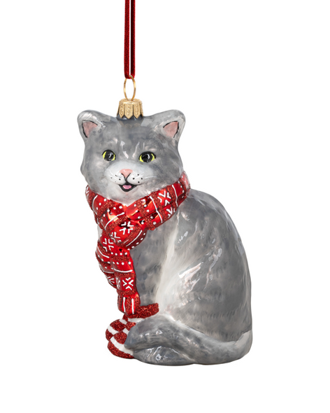 Huras Family Cozy Kitten European Blown Ornament