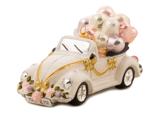 Huras Family Happily Ever After Wedding Car European Blown Ornament