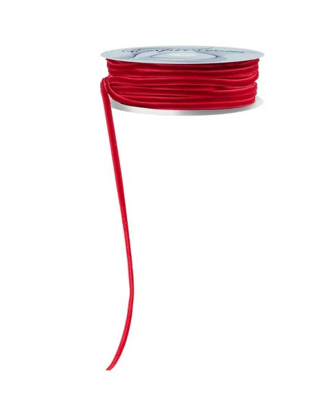 Cranberry Woven Velvet Unwired Ribbon 1/8" X 20yd