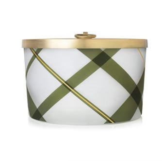 Thymes Frasier Fir Large Frosted Plaid Candle, 18oz  