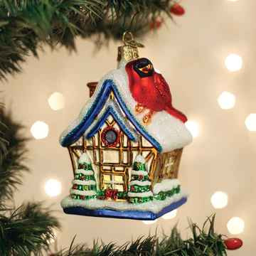 Old World Cardinal Birdhouse Ornament 