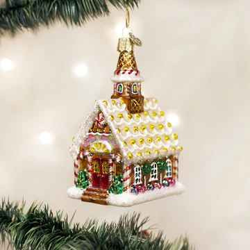 Old World Gingerbread Church Ornament 